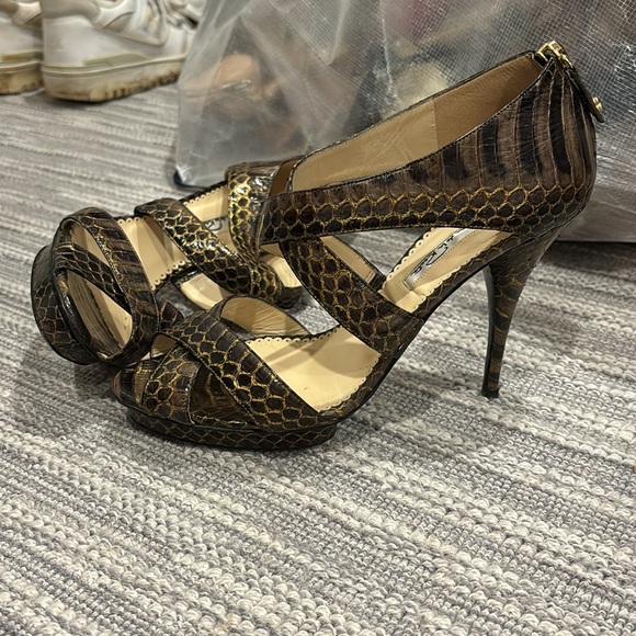 Oscar de la Renta Snakeskin heeled sandals - Picture 2 of 3